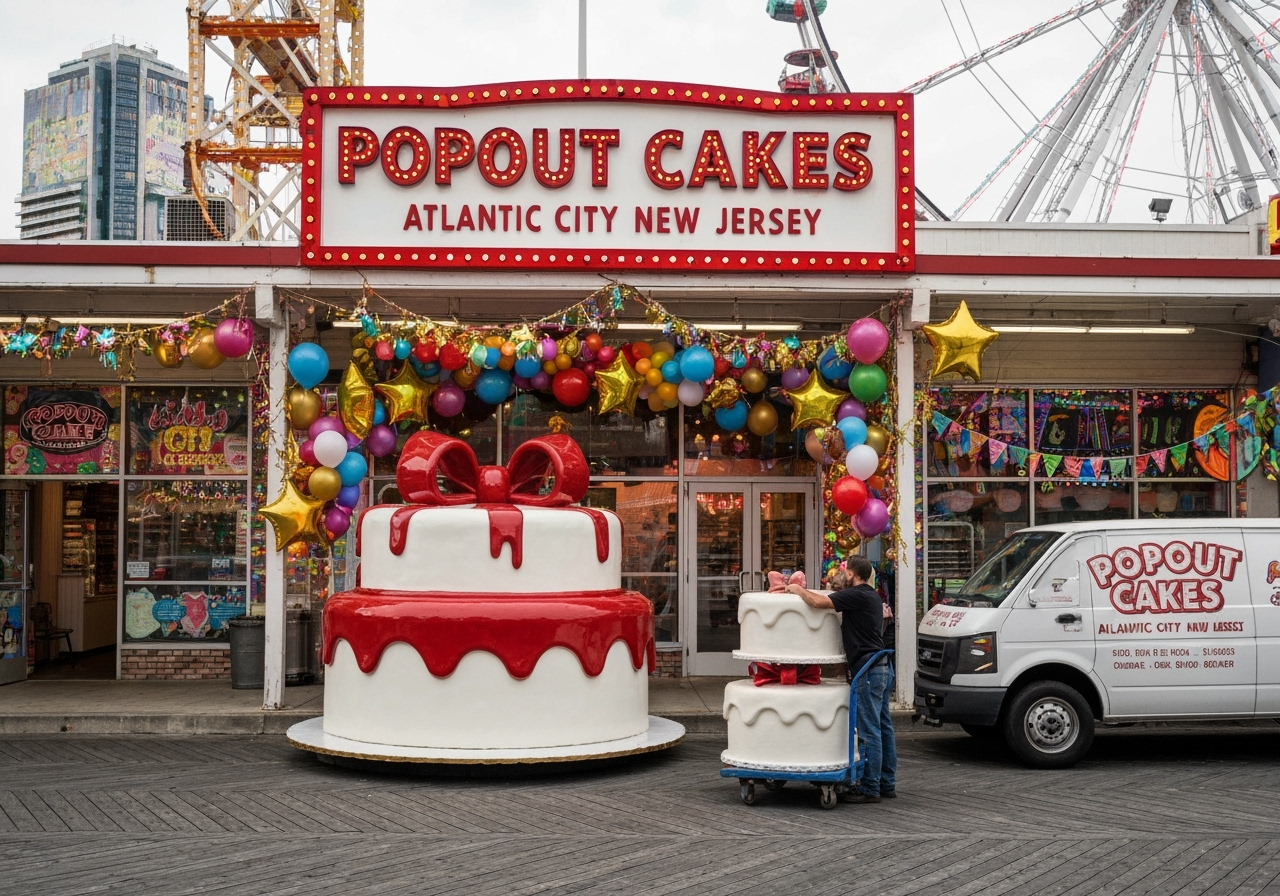 Giant popout jumpout cakes delivered in Atlantic City, New Jersey