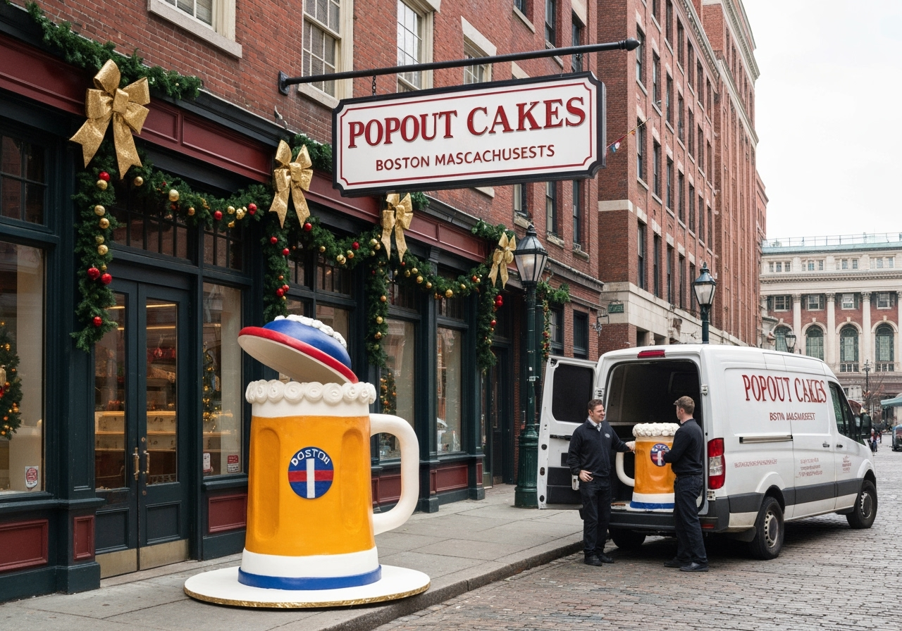 Giant popout jumpout cakes delivered in Boston, Massachusetts