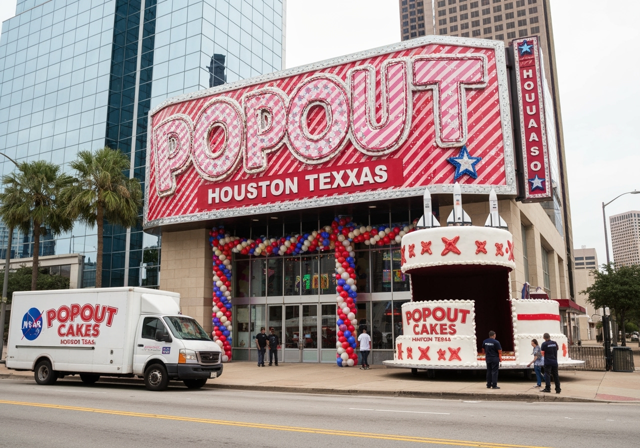 Giant popout jumpout cakes delivered in Houston, Texas