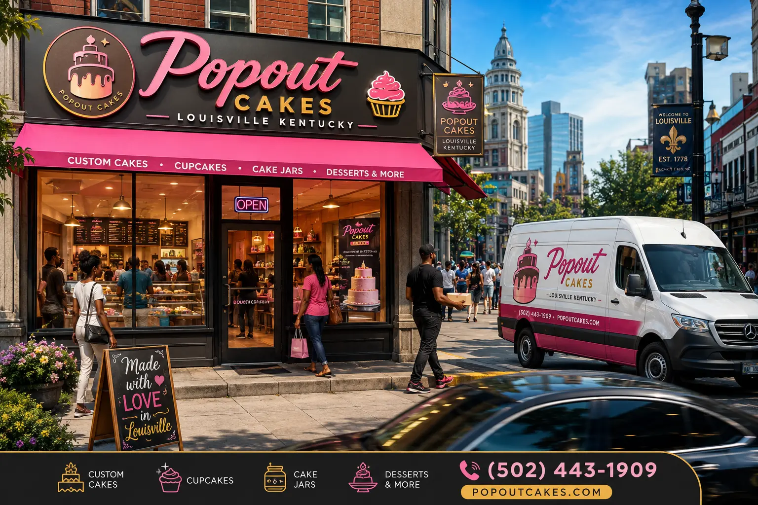 Popout jumpout giant cake studio serving Kentucky